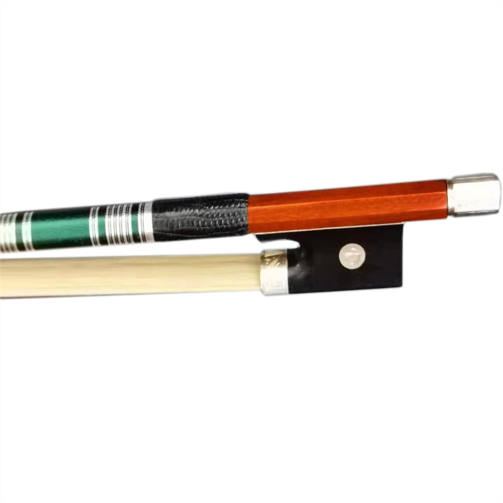 FLFL 4/4 Größe Violin Bogen Pernambuco Runder Stift Ebenholz Geschnitzte Blume Frosch Handy Handarbeit Silberteile Geigenbogen voller Größe