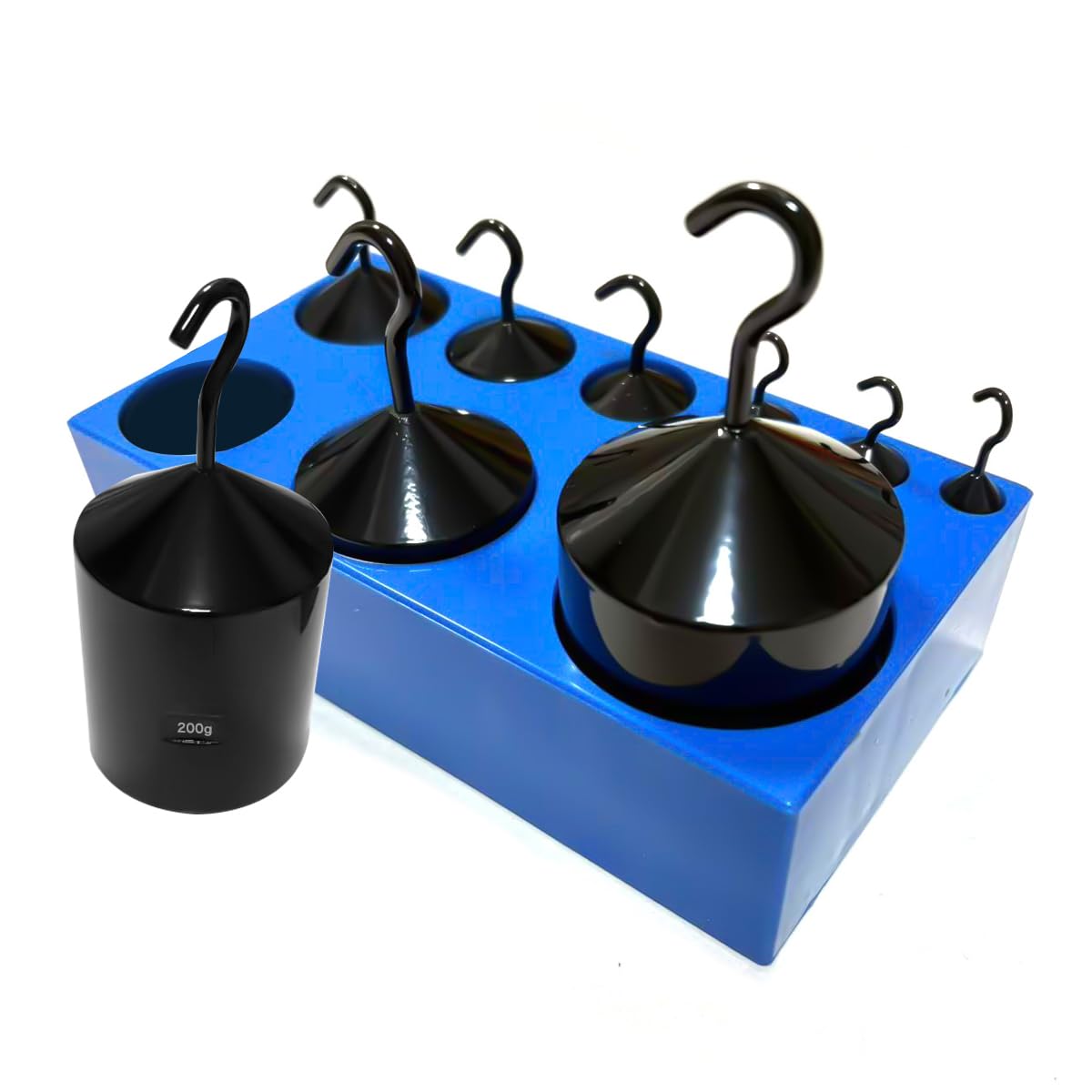 Hooked Weight Set, Set of 9 Weights 10g-1000g,Black