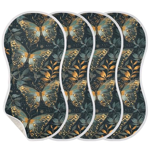 xigua Butterfly Leaves Baby Burp Cloths for Newborn Boys and Girls 1 Pack, Soft & Absorbent Cotton Baby Burp Cloth, Baby Washcloths, Newborn Towel, Burp Rags3