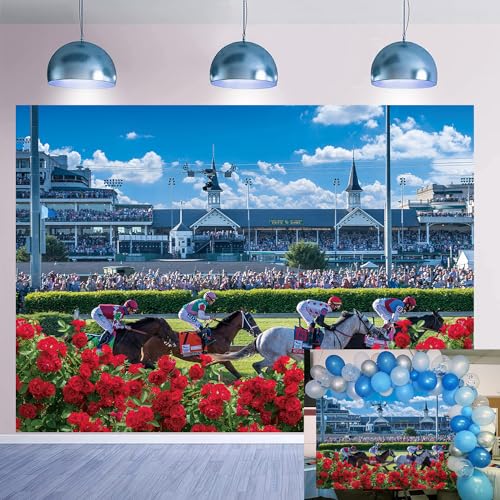 Fondo para fotografía 180x120 cm temático Horse Racing miniatura 1