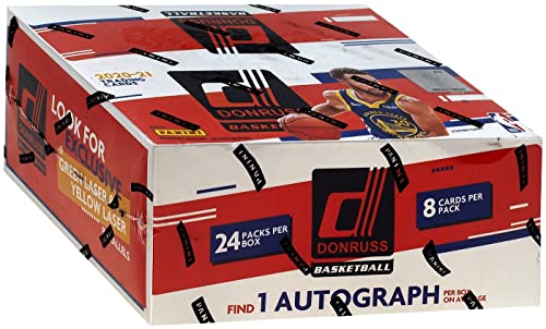2020-21 Panini NBA Donruss Basketball Retail Box - 24 Packs of 8 Cards - 1 Autograph Per Box