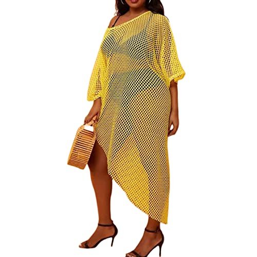 Women Plus Size Swimsuit Cover Up - Bathing Suit Bikini Crochet Swim Cover Up Plus Size Swim Beach Dress3