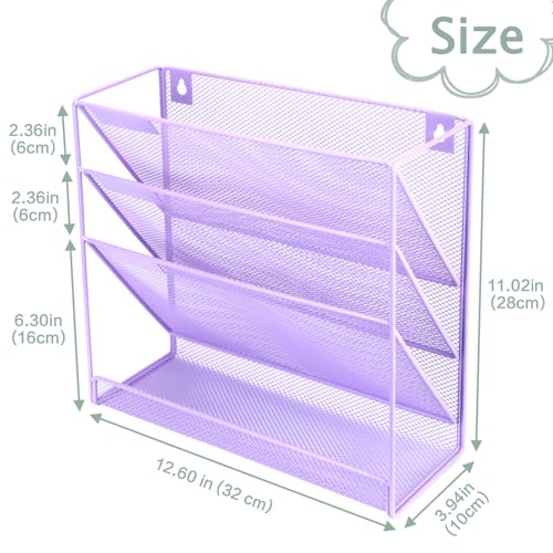 Organiseur mural en maille violette avec 3 poches et porte-documents - 3