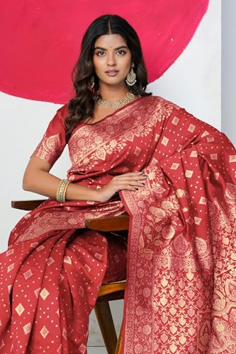 Image of MIRCHI FASHION Women Saree | Banarasi Silk Woven Design Daily Regular Use Sari with Blouse