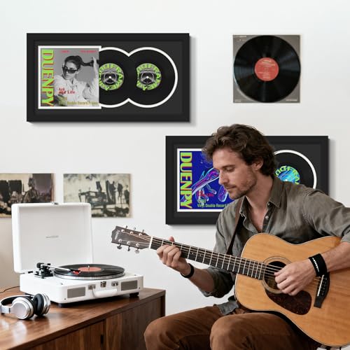 Image of DUENPY 15.1x30 Vinyl Frame For 12.5x12.5 Cover Black White Mat