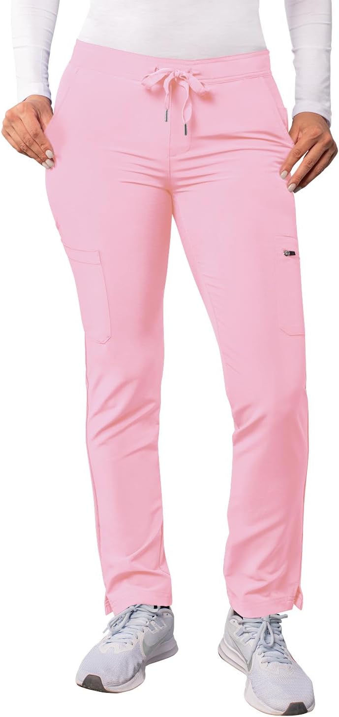 Adar Addition Scrubs for Women - Skinny Leg Cargo Drawstring Scrub Pants