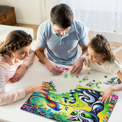 Rompecabezas de gato de 1000 piezas con diseño psicodélico relajante de 70x50cm 6