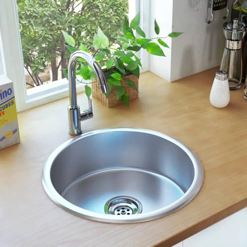 Snsowed Fregadero de Cocina con colador y sifón, Mueble Pila Lavadero, Pila Fregadero Cocina, Fregadero sobre Encimera, Picas De Cocina, Fregadero Baño Encimera, de Acero Inoxidable