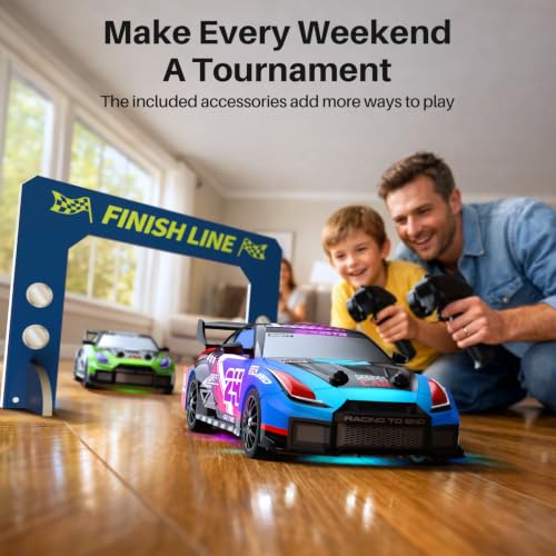 Geyiie Remote Control Cars, 2-Pack RC Cars for Boys Girls Age 8-12 | 2-Player Racing Set, Race Course Set,1:24 Scale, 4WD RC Drift Cars, Extra Grip tires, Up to 70 Minutes Per Car, Indoor Racing - image 6