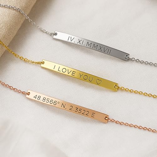 Custom Name Bracelet Engraved Bar Bracelet for Women - Gold/Silver/Rose Gold Plated Jewelry for Mom Gift4