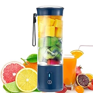 Portable Blender, Personal Blender for Smoothies and Shakes 14Oz Portable Blenders with 6 Blades and Rechargeable USB, Fruit Veggie Juicer Mini Blender Mixer Cup for Travel Sports