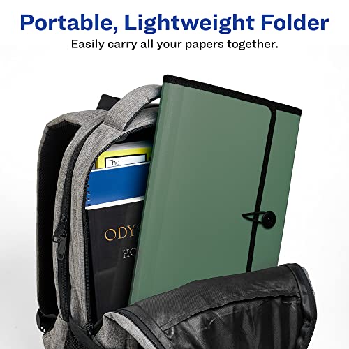 Image of Avery Expanding File Folder Organizer, 13-Pocket Accordion File Organizer, Sage, Holds 425 Letter /A4-Size Sheets (73555) (Pack of 6)