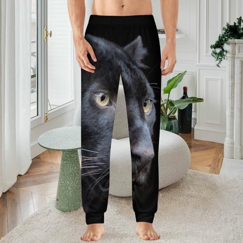 Wild Black Panther Comfortable Mens Pajama Pants Soft Breathable Long Bottoms Sleep Pants2
