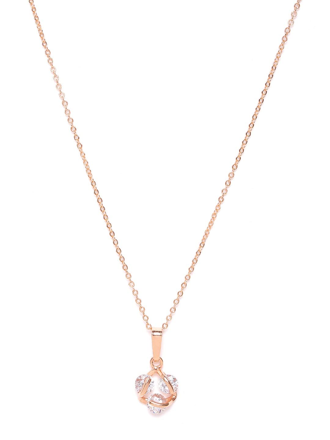 Carlton London Rose Gold- Stone-Studded Geometric Pendant with Chain (B0B7525QMT) Amazon Price History, Amazon Price Tracker