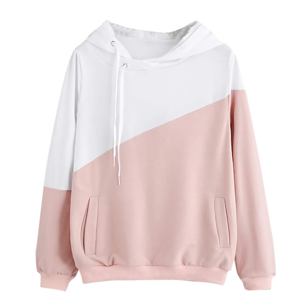 XUANOU Fashion Women Hoodie Jumper Long Sleeve Color Block Sweatshirt Pullover Tops