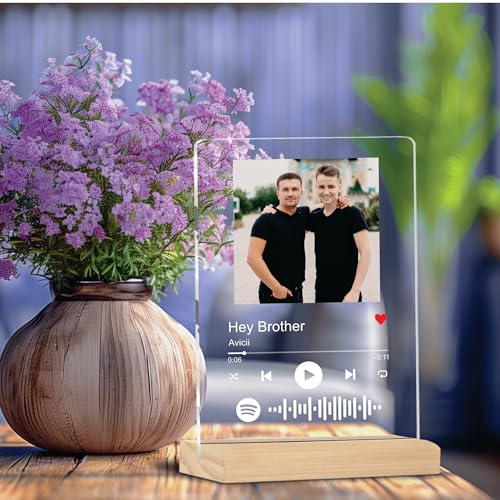 Giftplease Customized Photo and Spotify Plaque|Personalized Photo Frame with Wooden Stand|Spotify Frame|Gift|Birthday|Anniversary|Valentine's Gift (6 * 9 Inches, Transparent), Rectangular, tabletop 5 51 GPvBDjjL