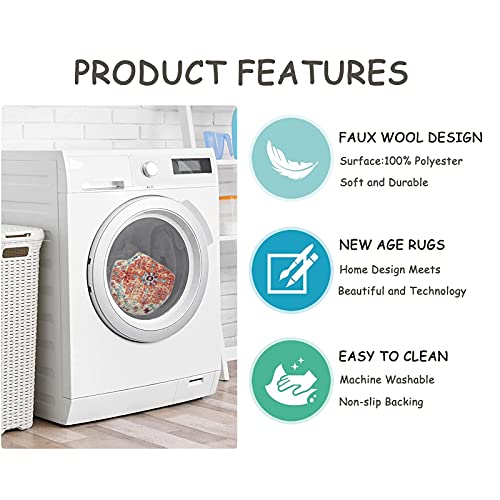 Lahome Bohemian Floral Medallion Area Rug - 2X4 Oriental Distressed Hallyway Runner Rug Doormat Faux Wool Non-Slip Bath Mat Washable Low-Pile Carpet For Kitchen Laundry Room(2 X 4, Orange Medallion) #TOP3