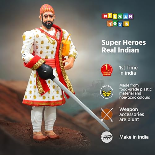 Image of Swarajyache Shiledar - The True Super Hero - 6 Inch Tall Action Figure with Accessories (Maharaj, White)