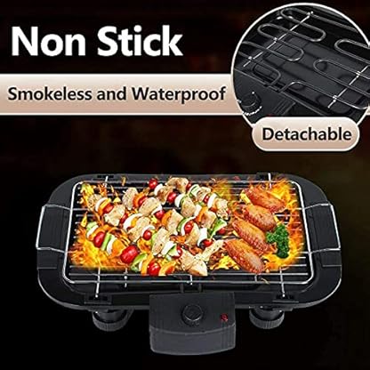 hubzclbl Elektrischer Grill, 1500 W elektrischer Tischgrill für den Innenbereich, rauchfrei, große Kapazität, Haushalt… – Bild 8