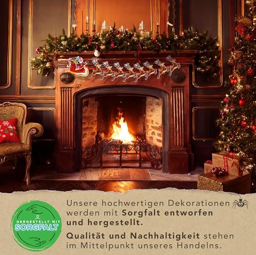 Itsy Bitsy Party Co Premium wiederverwendbare Weihnachtswimpelkette – Weihnachtsdekoration mit Weihnachtsmann und Rentier, Weihnachtsbanner, Weihnachtsgirlande, hängende Weihnachtsdekoration für den I