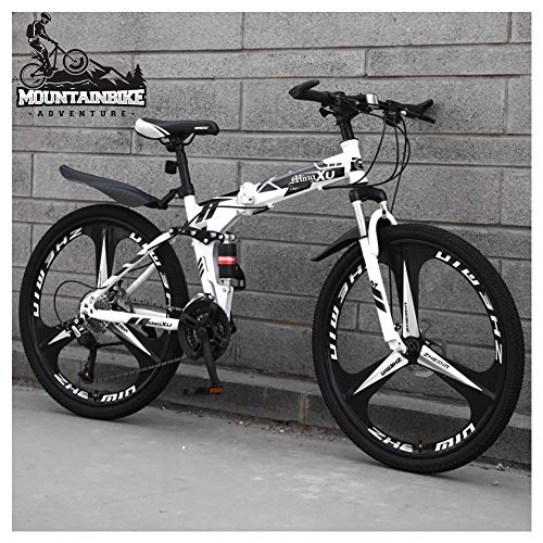 GSACLKES Bicicletas de Montaña, Bicicleta de Sendero de Montañansión Doble 24 Pulgadas para Hombres Y Mujeres Adultos, Bicicleta de Montaña Plegable con Frenos de Disco, Mde Acero Al Carbono Alto Y As