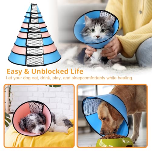Image of Paterr 9 Pcs Soft Dog Cone Collar Adjustable Protective for Pet Flexible Plastic Cone for Dog After Surgery Recovery E Collar for Wound Healing Small Medium Large(Colorful)