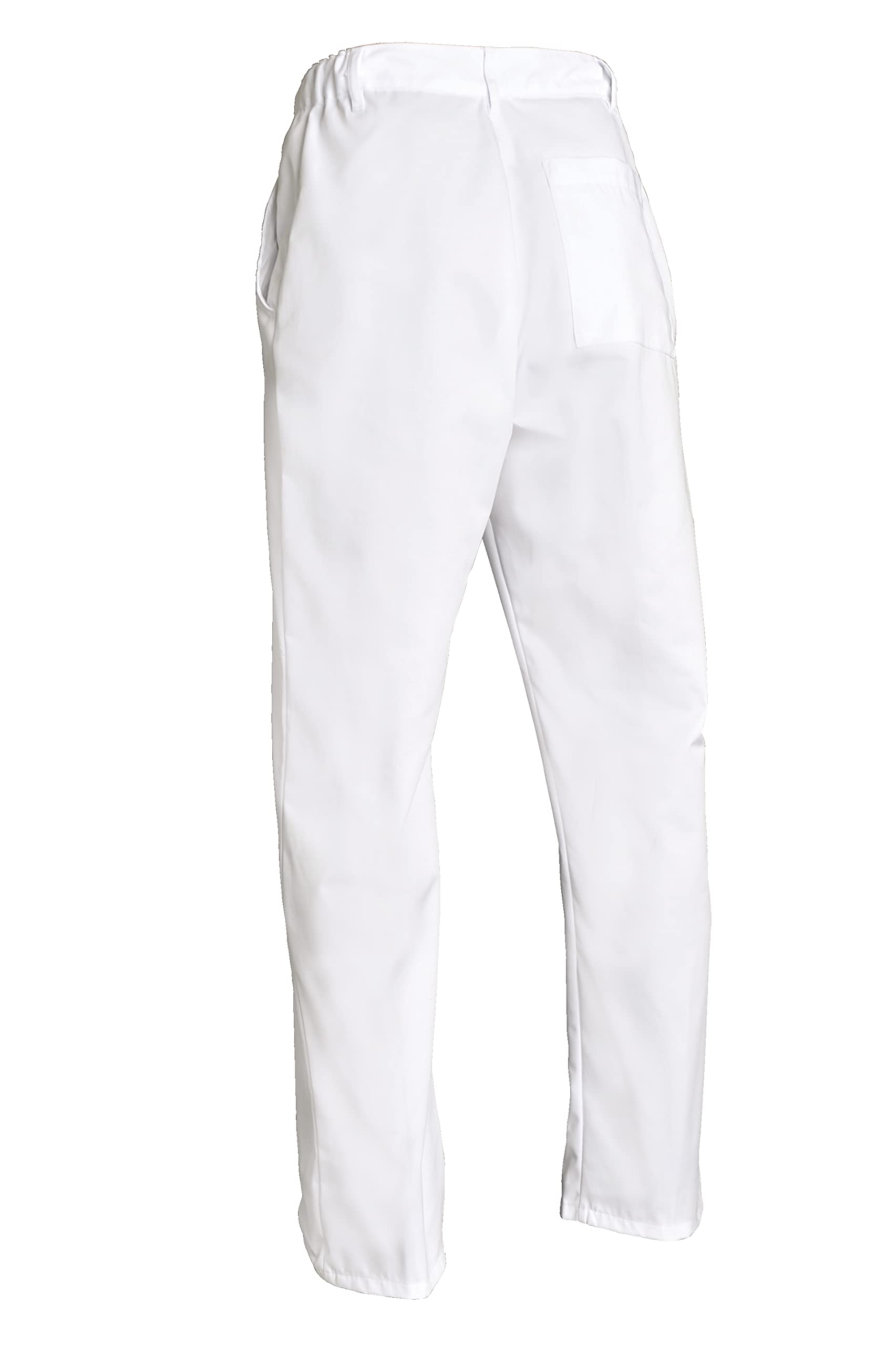 SNV Pantalon Cuisinier Blanc Coupe Droite Homme Cuisine Professionnelle Entretien Facile Polycoton
