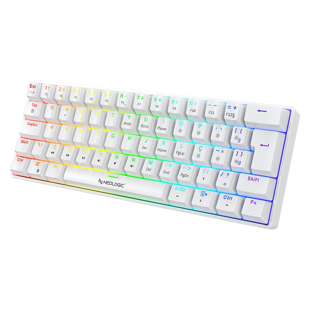 TECLADO GAMER MECÂNICO NEOLOGIC PRECISION PRO POLAR 60% RGB HOT