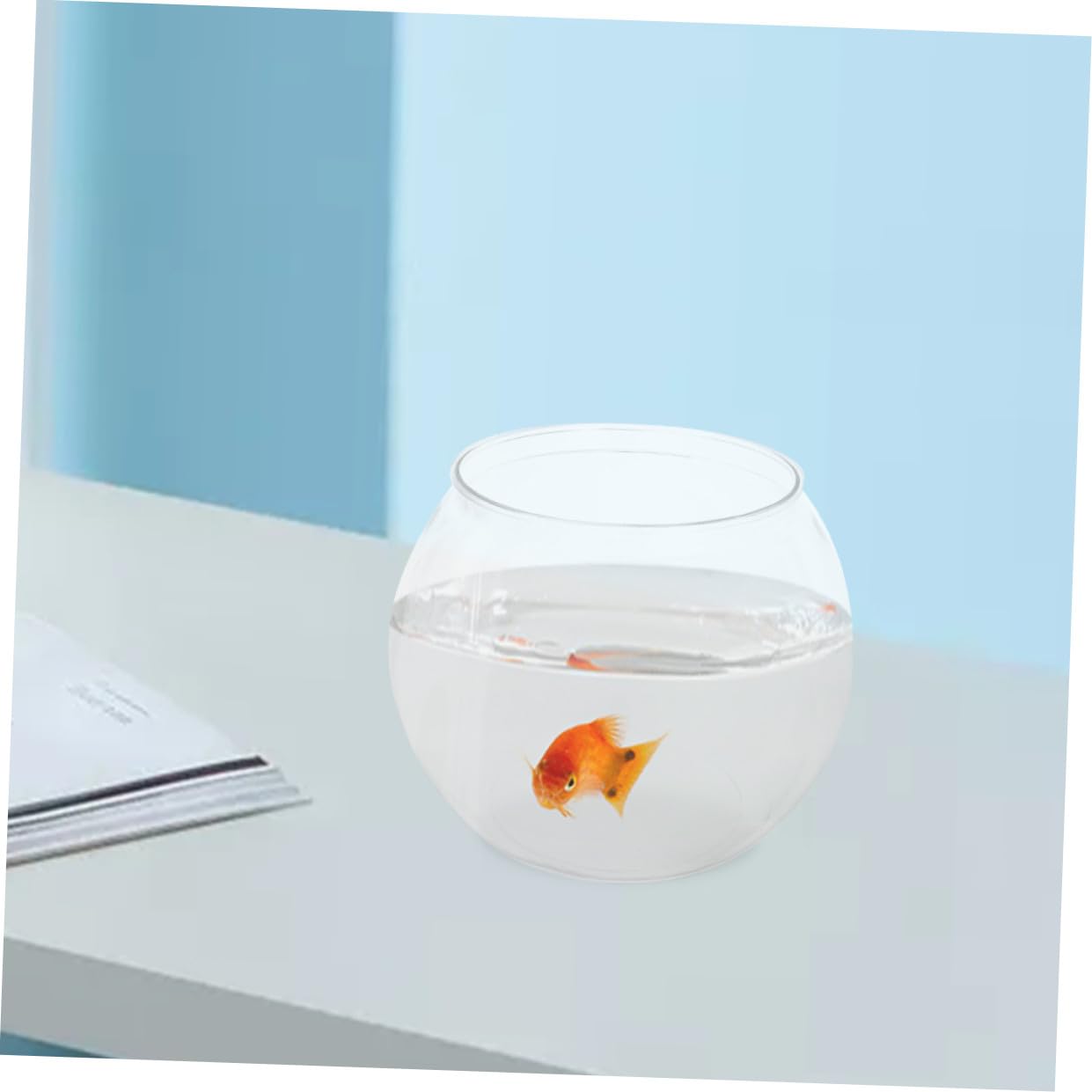TOYANDONA Pecera Transparente Irrompible de Plástico para Escritorio Diseño Redondo, Recipiente Decorativo para Peces y Flores Hogar Oficina
