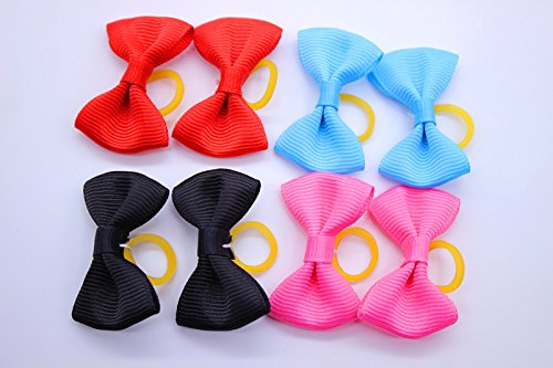 Yagopet 20pcs New Dog Hair Bows Topknot Solid Small Bowknot with Rubber Bands Pet Grooming Products Mix Pure Colors Pet… - Image 5