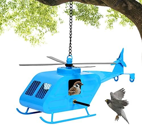 Bird House for Outside.Metal Helicopter Birdhouses, Blue Bird Houses Suitable for Hummingbird Cardinal,Durable&Ventilation, Good Gift for Bird Lovers and for Garden Viewing