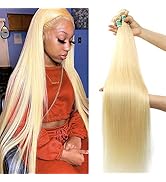 Seekomi 613 Human Hair Straight 4 Bundles 10A Brazilian Blonde Human Hair Bundles 20 22 24 26 inc...