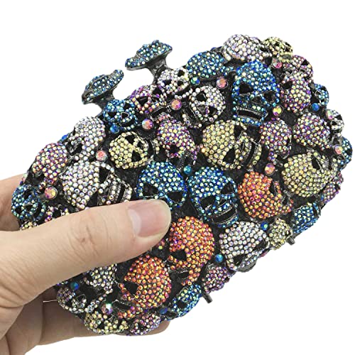 Djbm Glitter Skulls Rhinestone Purse Women's Clutch Handbags Crystal Evening Bags Diamond Evening Clutches For Party Prom, Silver #TOP3