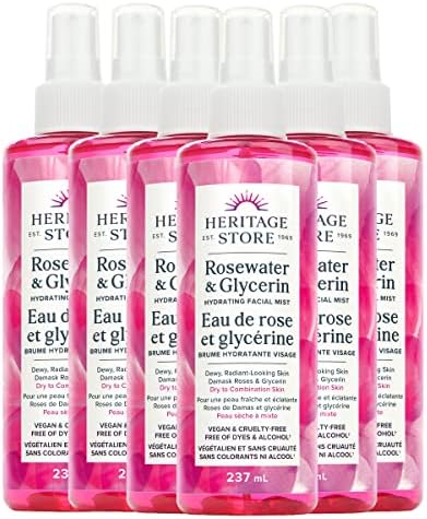 Heritage Store – Rosewater & Glycerin | Hydrating Facial Mist | Locks in Moisture for Radiant Skin | Vegan & Cruelty Free | Alcohol & Paraben Free | 237 ml (Pack of 6)