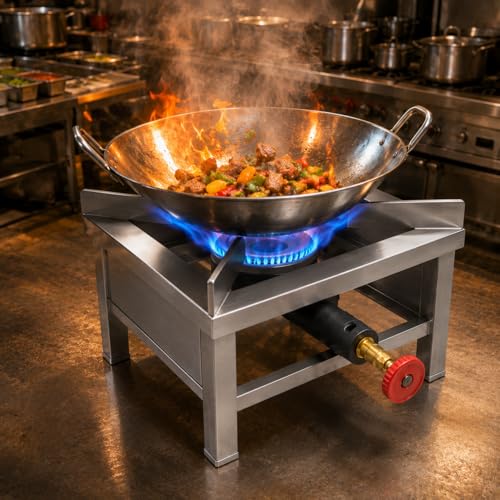 Image of Square Catering Burner 10x10 Inch Heavy Duty LPG Gas Stove Stainless Steel Commercial Cooking Burner for Hotel Restaurant Catering Kitchen
