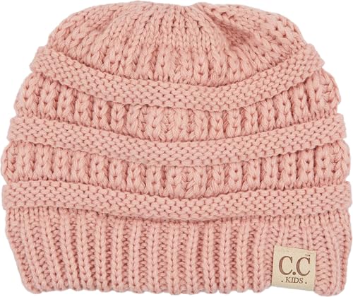 Image of Funky Junque BeanieTail Children's Ponytail Messy Bun Beanie Solid Ribbed Hat