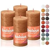 BOLSIUS 4 Pack Spice Brown Rustic Pillar Candles - 2.75 X 5 Inches - Premium European Quality - Natural Eco-Friendly Plant-Based Wax - Unscented Dripless Smokeless 60 Hour Party and Wedding Candles