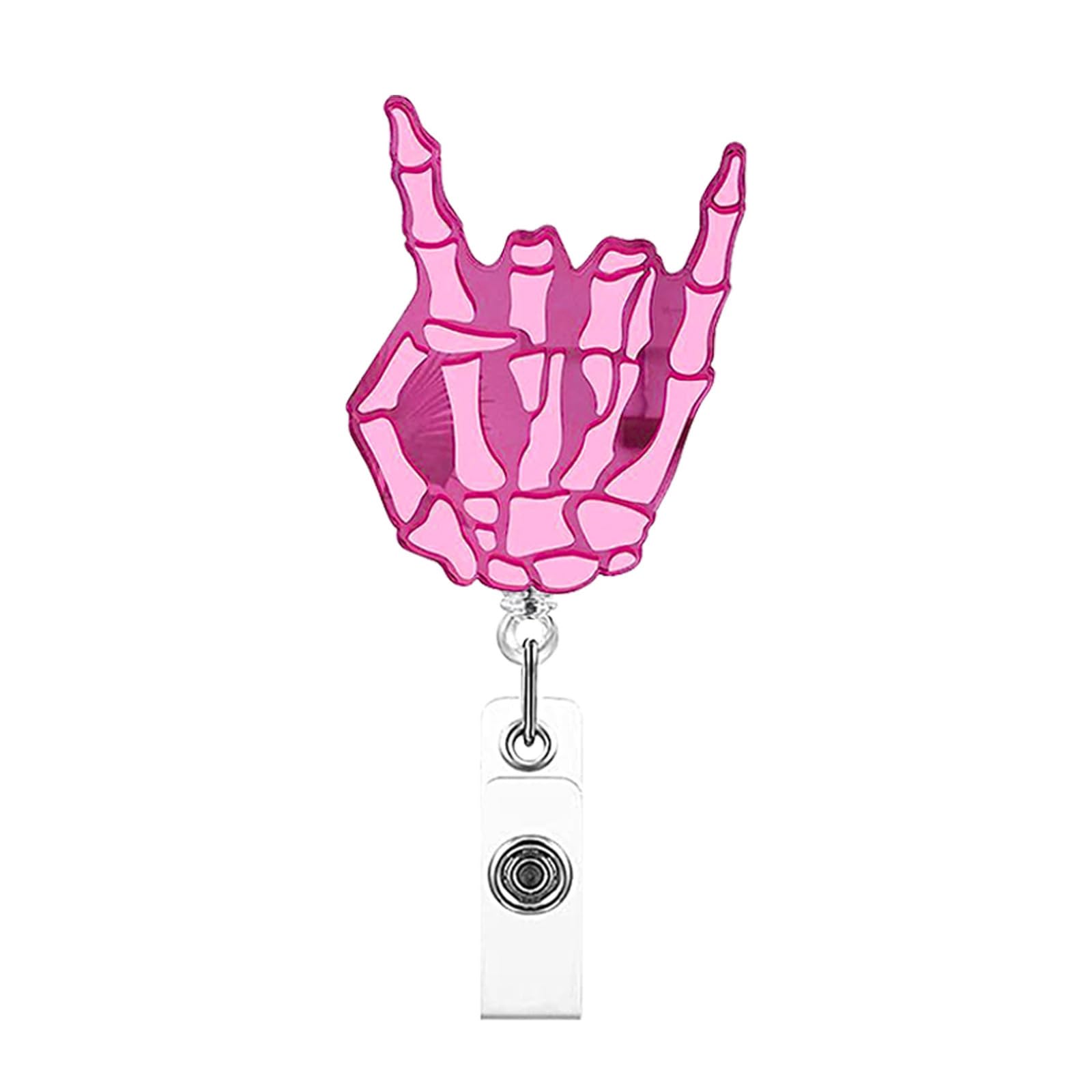 Kalttoy B Retractable Keychain Lanyard Reel Acrylic Adge Reels Skull Name Card Holder Adge Holder For School Acrylic Reels