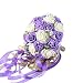 Febou Wedding Bridal Bouquet, Wedding Bride Bouquet, Wedding Holding Bouquet with Artificial Roses Lace Pearl Ribbon, Perfect for Wedding, Church, Party and Home Decor(Long Ribbon, White+Purple)