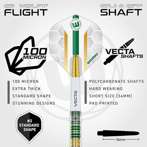 WINMAU Darts Xenon 23g 90% Professional Tungsten Steel Tip Darts Set with Dart Flights and Dart Shafts (Stems) - Image 3