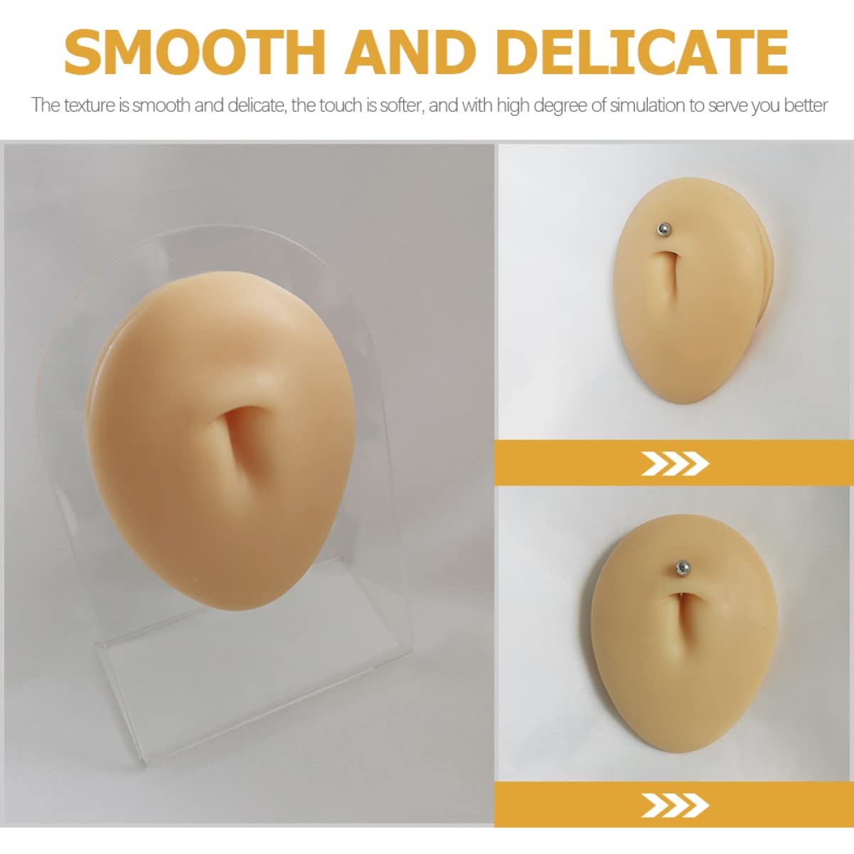 Baluue 2 Stücke Piercing Gummi Menschliche Teil Display Praxis für Lehre Taste Künstliche Silikon Flexible Nabel Akupunktur Körpermodell Simulation Praktische Display Verwenden