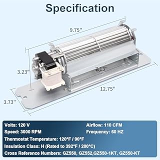 Aibabcue Replacement For Napoleon & Continental Fireplaces Blower Fan Kit, GZ550-1KT GZ550 GZ552 Fireplace Blower Fans For BC36 BC36DFN BC36DFNE GD36NTR BGD33NR, Rotom HB-RB58