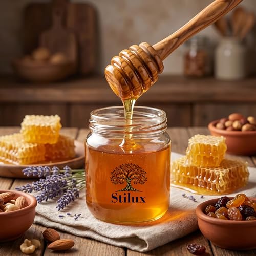 Stilux® Cuillère à miel en bois d'olivier 15 cm | Bâton en spirale à miel, sirop et confiture | Agitateur mélangeur distributeur pour pot de miel, aide pratique pour les amateurs de miel – vue 4