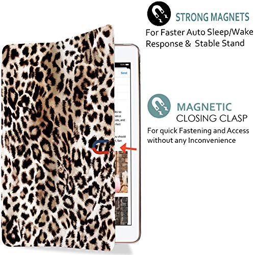 Image of DuraSafe Cases for iPad PRO 12.9 Inch 2nd [ Pro 12.9 2 Generation 2017 ] A1670 A1671 MQEF2HN /A MQED2HN /A MQEE2HN /A MQDC2HN /A Trifold Printed PC Lightweight Protective Clear Back Cover - Leopard