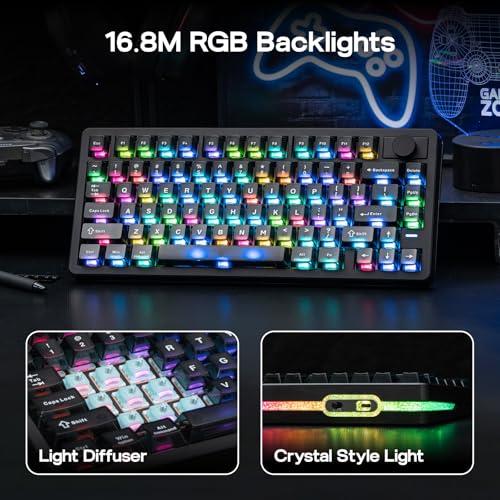 Image of EPOMAKER HE75 V2 Hall Effect Gaming Keyboard, 8K Polling & 0.1ms, 8000mAh & 2.4Ghz /BT, Hot Swap Key & Knob, 0.005mm Adjustable Actuation, Rapid Triggering, Creamy & Thocky (Black)