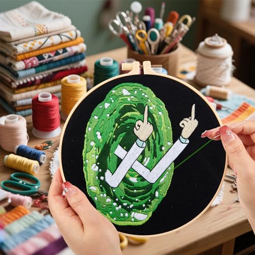 Image of Embroidery Kits for Beginners Adults, Funny Embroidery Starter Kits, Counted Cross Stitch Kits for Beginners Adults, Craft Hobbies Set for Women, Embroidery Fabric, Threads, Hoops, and Video Tutorial