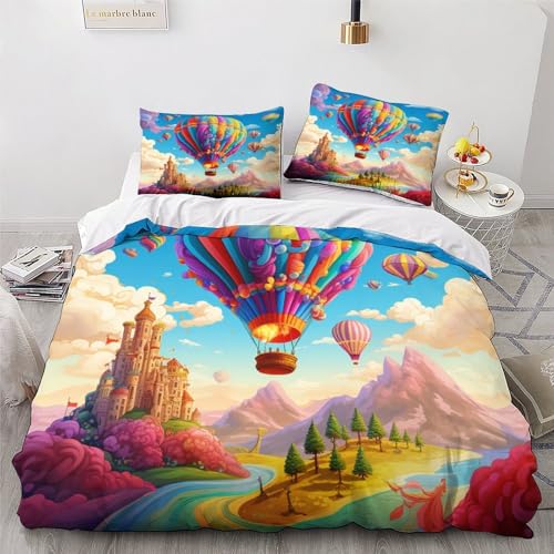 Housse de couette montgolfière 200x200 cm avec 2 taies d'oreiller pour lit double - 4