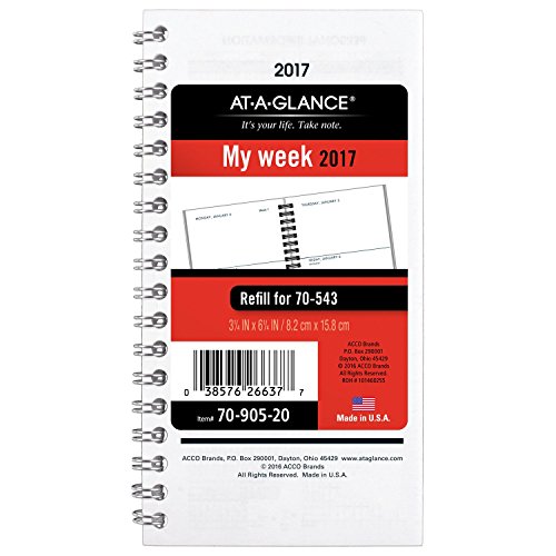 AT-A-GLANCE Weekly Section 2017 Refill for #70-543, January Start, 3-1/4 x 6-1/4