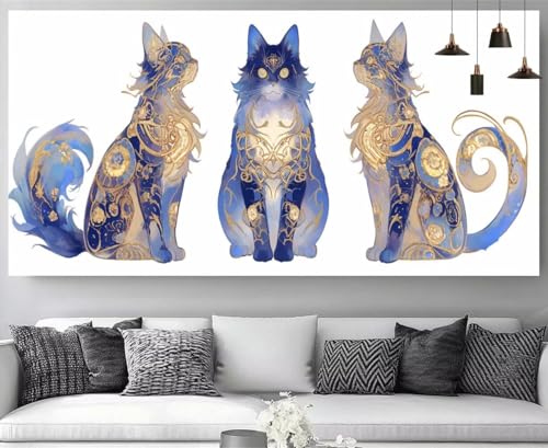 Broderie Kit Complet Diamond Painting Chat Tableau Strass Cristal 50x100cm