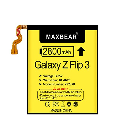 Image of MAXBEAR Galaxy Z Flip 3 Battery, (Upgraded) 2800mAh 3.85V Replacement Battery EB-BF711ABY for Samsung Galaxy Z Flip 3 5G (2021), SM-F711B with Repair Tool Kit